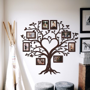 Wooden Tree Of Live, Photo Frames Wall Collage, Family Photos Collage, Custom Wall Sticker, Wedding Anniversary Gift For Parents