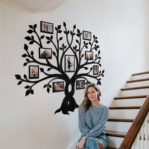 Large Family Tree Wall Art, Custom Family Photo Collage, Family Photos Frames, Wooden Family Tree, Parents Wedding Anniversary Gift
