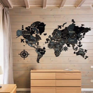 Grandes punaises de cartes du monde, décoration de cartes du monde, carte du monde en bois, grande carte de punaises, art mural carte du monde, carte du monde en bois