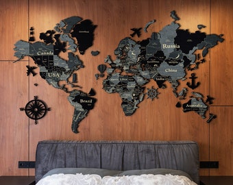 Large 3D Map of the World, XXL Map To Mark Travels, Extra Large Wall Map, Push Pin Map of the World