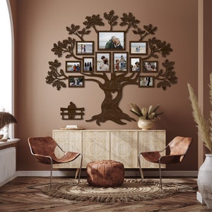 Large Family Photo Tree, Family Photo Frames Collage, Wooden Family Tree, Wedding Anniversary Gift For Parents