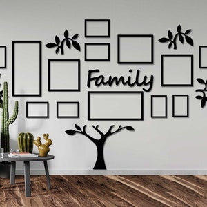 Family Tree Wall Art Photo Collage, Family Tree Charts, Family Photos In Wooden Frames, Wooden Tree of Life, Wooden Family Tree