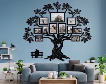 Family Pictures Tree, Family Photos Collage, Wooden Family Tree, Wedding Gift, Family Gift, Tree Of Life Wall Art