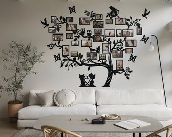 Extra Large Photo Collage Family Tree Wall Art, Wooden Family Tree Charts, Wooden Photos Frames, Wooden Tree of Life, Anniversary Gift