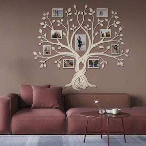 Wedding Photos Collage, Wooden Tree of Life, Wood Family Tree Wall Sticker, Family Photo Frames Collage, Gift For Parents, Housewarming Gift