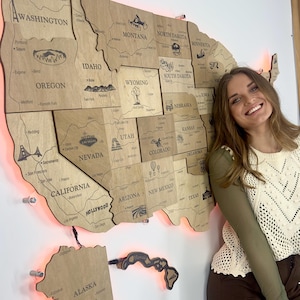 Landkarte USA mit Pins, Landkarte USA mit Bundesstaaten, Landkarte USA mit Bundesstaaten, Pinnwandkarte, USA mit Pins