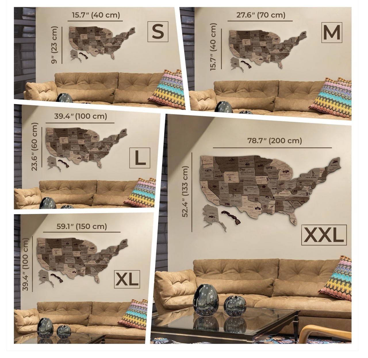 3D Map of United States With States Borders, Names, Capitals, Wooden Wall  Map Art, Wooden Push Pin US Map -  Sweden
