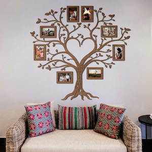 Photo Frames Wall Collage, Wooden Tree of Life, Family Birthstones Tree, Tree of Life Wall Sticker, Family Reunion Tree, Custom Family Tree Light Walnut