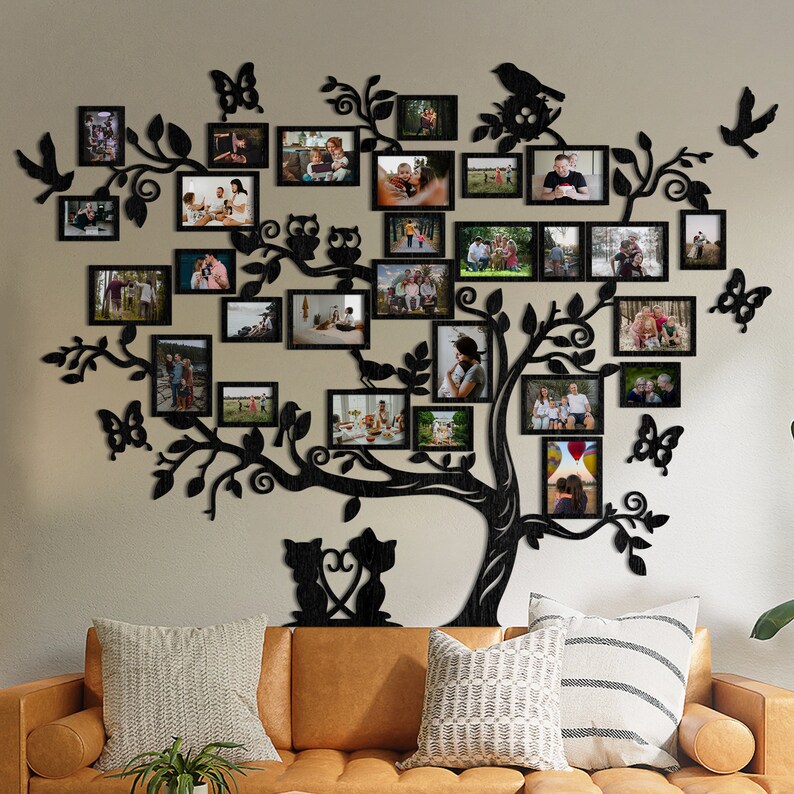 Large Family Tree Photo Collage Wooden Family Tree Charts Etsy