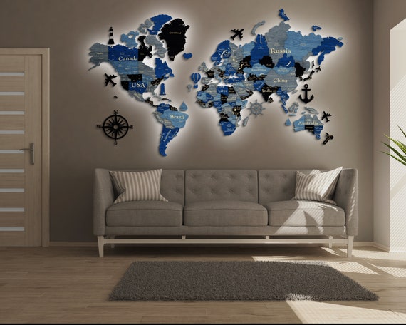  World map, World map wall art, World map wall decor, Map of the  world, Large world map, World wall map, Wooden world map, Wood map, Mapa  mundi para pared,Wall map of