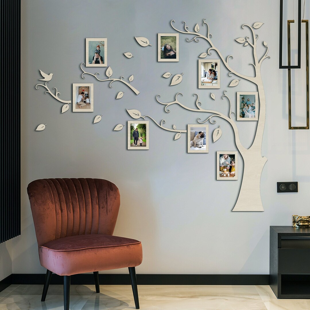 Family Tree Wall Collage Wood Family Tree Wall Sticker Photo Etsy