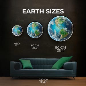 Earth Led Light, Unique Home Decor, 3D LED Globe Decor Wall Lamp With Led, Earth-Themed Lighted Wall Decor image 6