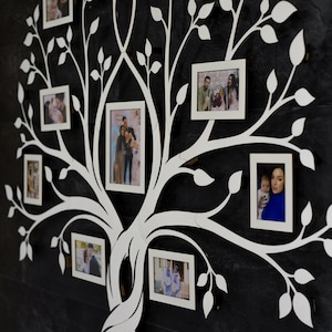 Geführte Fotocollage, hölzerner Stammbaum, Familienfotorahmen, 1. Hochzeitstaggeschenk, geführte Wanddekoration Bild 3