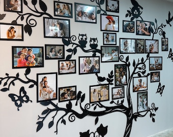 Photo frames collage plywood, Family photo collage frame, Family photo collage house, Photo collage gift, Photo collage frame wall decor