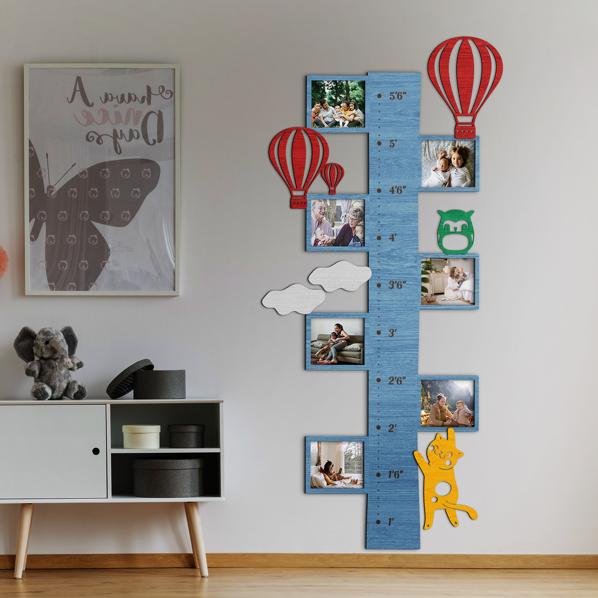 Cartello Misura Altezza Bambini In Legno - Grafico Crescita Con Animali, Decorazione Camera Bambini - Foto 9