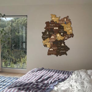 Deutschland Karte, 3D Holzkarte Deutschlandkarte, Deutschlandkarte, Holzwand Kunst Karte