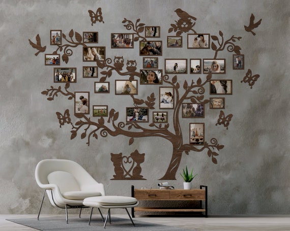 Multitud dosis Existencia Arte de la pared del árbol genealógico de madera collage de - Etsy España