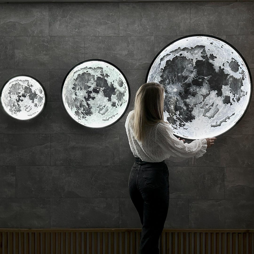 Moon Led Light, Large Moon Wall Lamp With Led, Led Wall Decor, Unique ...
