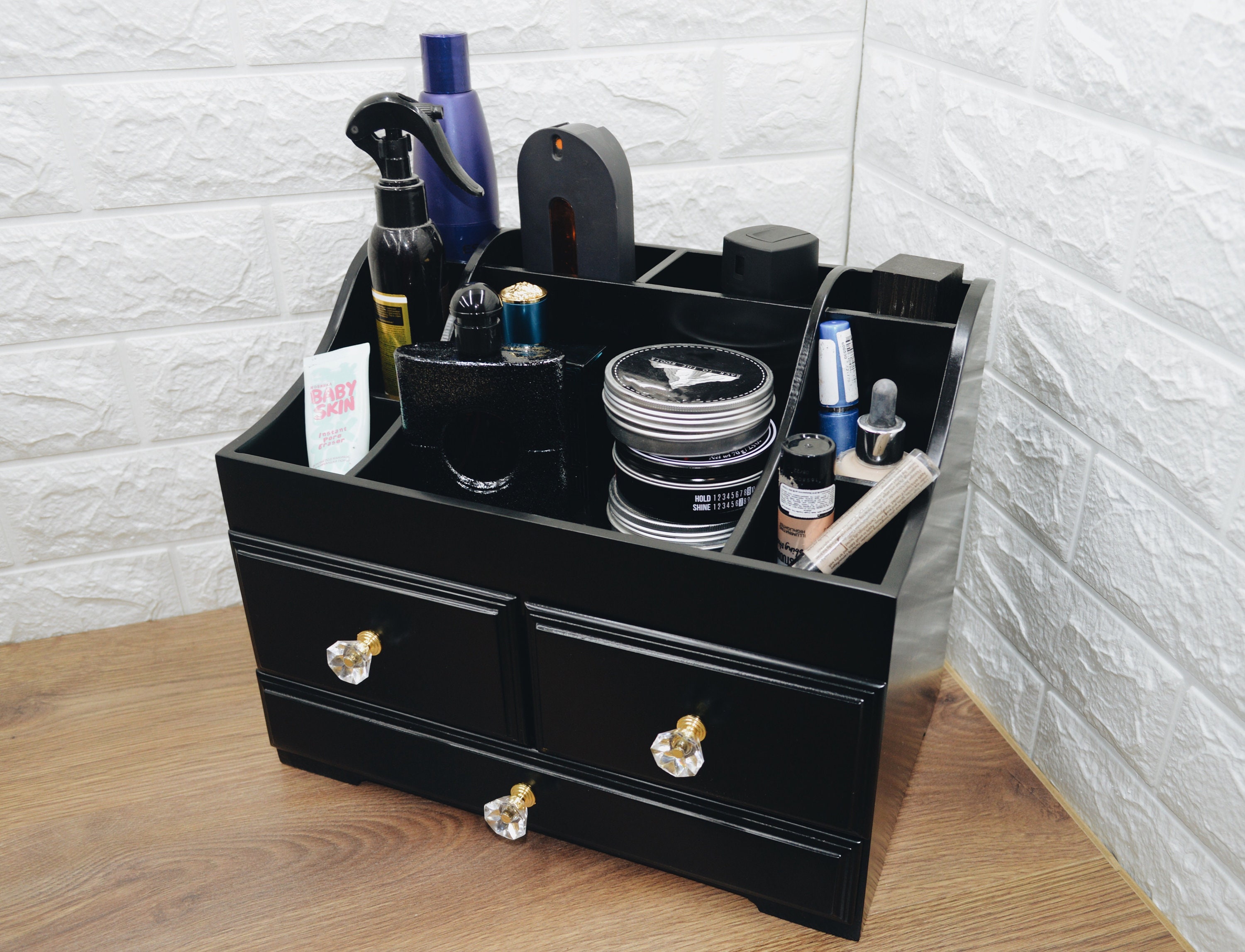 Wooden makeup organizer Makeup organizer wood Vanity makeup  Etsy