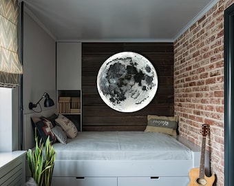 Above Bed Led Decor, Moon Led Light Home Decor, Moon-Shaped Wall Decor With Led Light