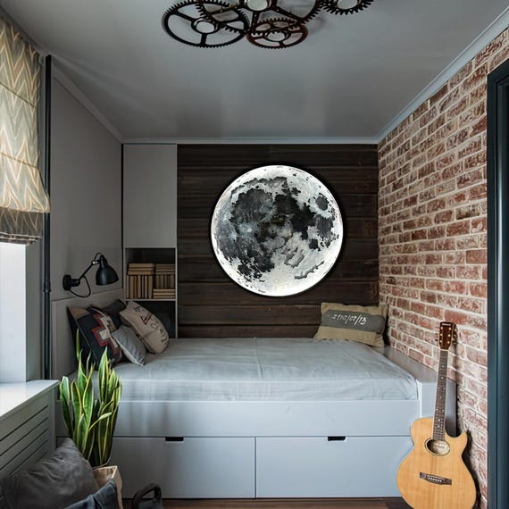 Adesivo Parete A Forma Di Luna In Acrilico Argento - Decorazione Moderna Per Casa, Bagno, Camera Da Letto 34x25.5 Cm - Foto 6