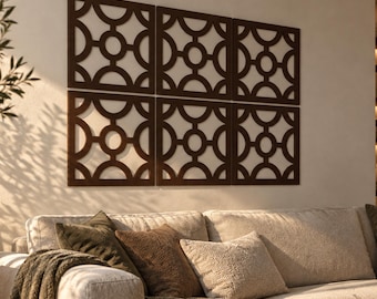 Moroccan Wall Art, Geometric Wall Art, Moroccan Wood Panel, Triptych Wall Art,Mid Century Wall Art