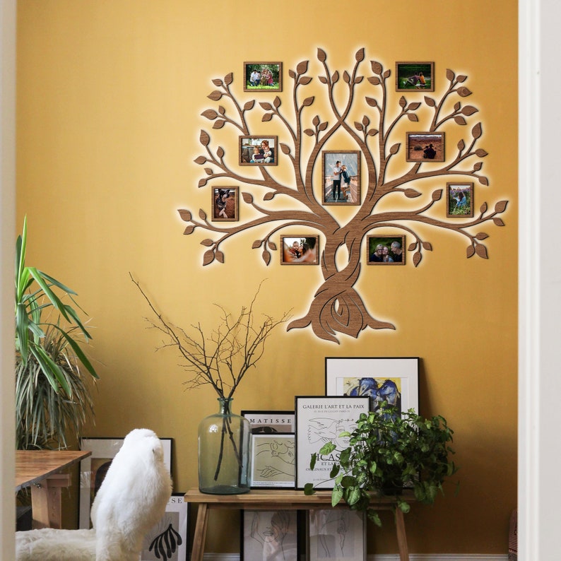 Led Photo Collage Wooden Family Tree Family Photos Frames - Etsy