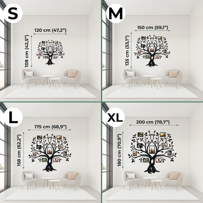Geführte Fotocollage, hölzerner Stammbaum, Familienfotorahmen, 1. Hochzeitstaggeschenk, geführte Wanddekoration Bild 6