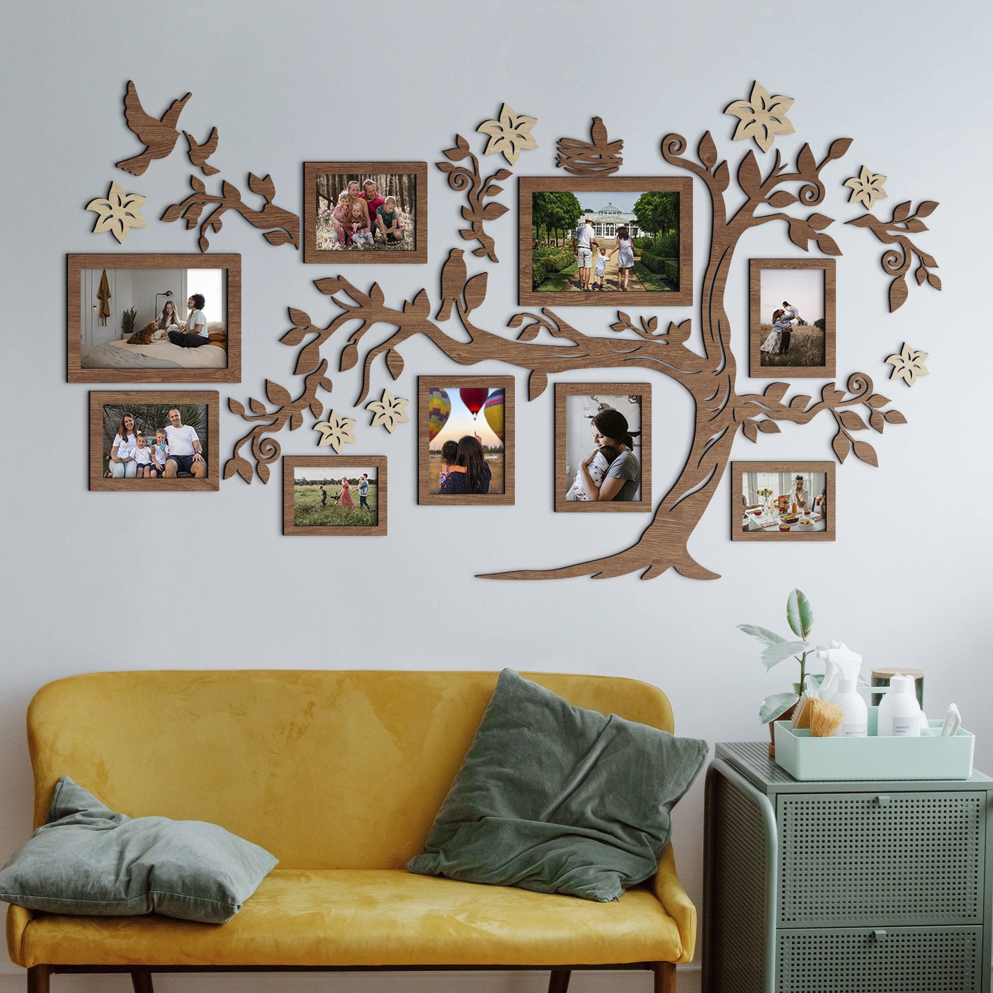 Set 5 Quadri Moderni 999STORE - Paesaggio Con Albero E Fiume Colorato, 76x130 Cm, Pronti Da Appendere Per Soggiorno - 2