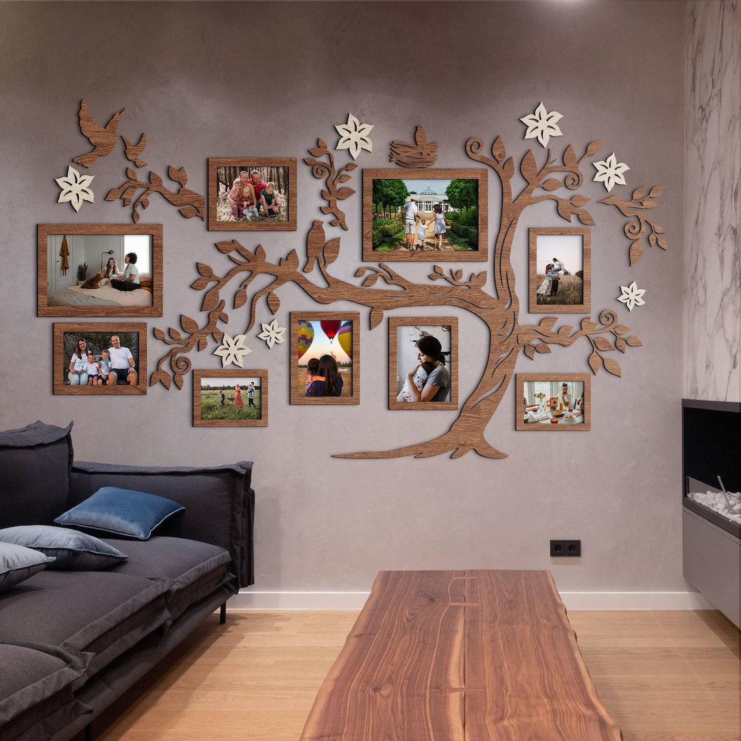 Large Wooden Family Photo Collage Frames, Family Tree of Life, 25th ...