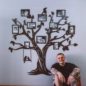 Extra Large Family Tree, 7th Wedding Anniversary Gift, Wooden Family Tree With Photo Frames, Collage Picture Frames