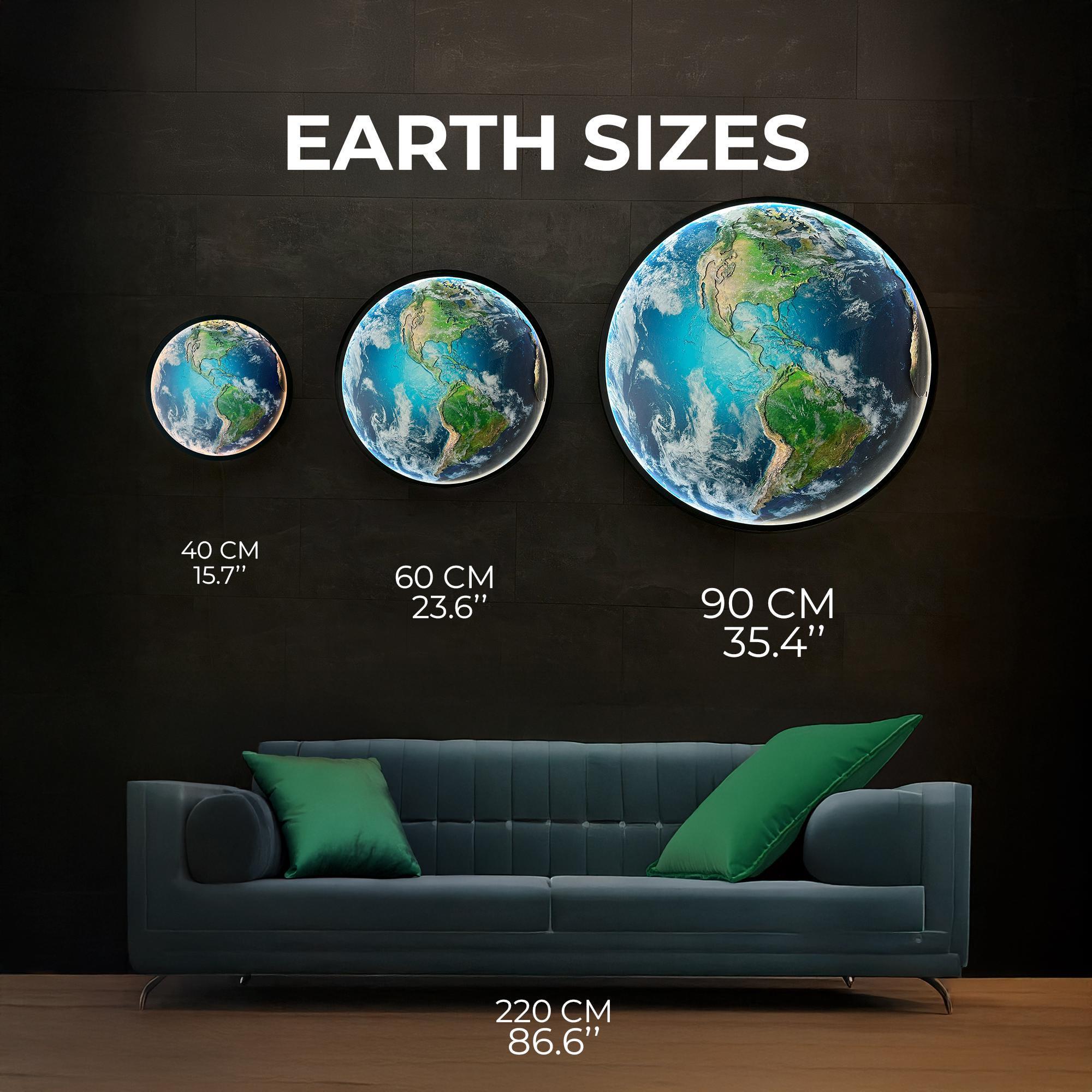 雰囲気のある地球儀ライト、3D LED地球儀装飾、壁掛け式地球儀ランプ