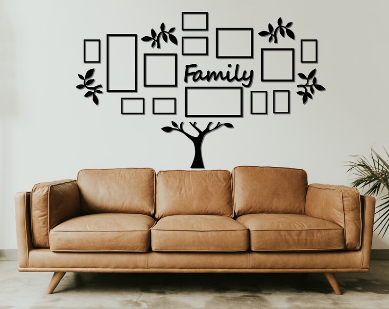 Large Family Tree Wooden Wall Decal Family Tree Wall Sticker Etsy