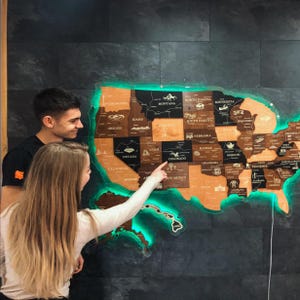 Mapa de EE. UU. con chinchetas LED, mapa ... viaje con chinchetas LED, mapa de EE. UU. con chinchetas, decoración de mapas de EE. UU., mapa de EE. UU. con ciudades, mapa de EE. UU. con estados