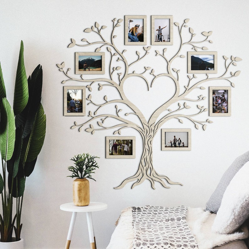 Photo Frames Wall Collage, Wooden Tree of Life, Family Birthstones Tree, Tree of Life Wall Sticker, Family Reunion Tree, Custom Family Tree image 2