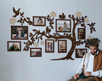 Extra Large Family Tree, Wooden Wall Art Family Gift, Family Photo Frames Collage, Gift For Grandparents, 35th Anniversary