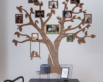 Family Tree Art, Wooden Family Tree With Photo Frames, Large Tree Of Life Wall Sticker, Collage Picture Frames, Grandparents Photo Collage