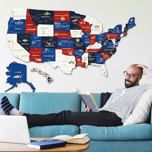 3D Karte aus Holz, Karte der Vereinigten Staaten von Amerika, USA Karte, USA Karte, Wandkarte aus Holz, Reisegeschenk