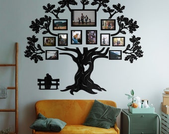 Wooden Family Pictures Tree, Large Family Photos Collage, Family Tree, Wedding Gift, Family Gift, Tree Of Life Wall Art
