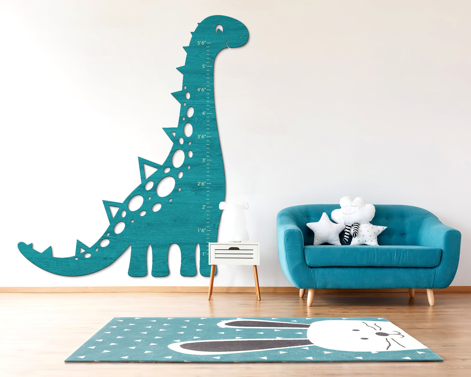 Dino Wall Art Height Chart Wooden Growth Chart Wooden Height Etsy