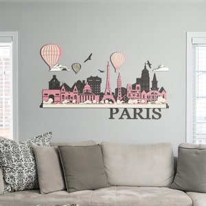 Paris City Wall Art Decor, Paris Wall Sign, Handcrafted Wooden Wall Decor For Bedroom