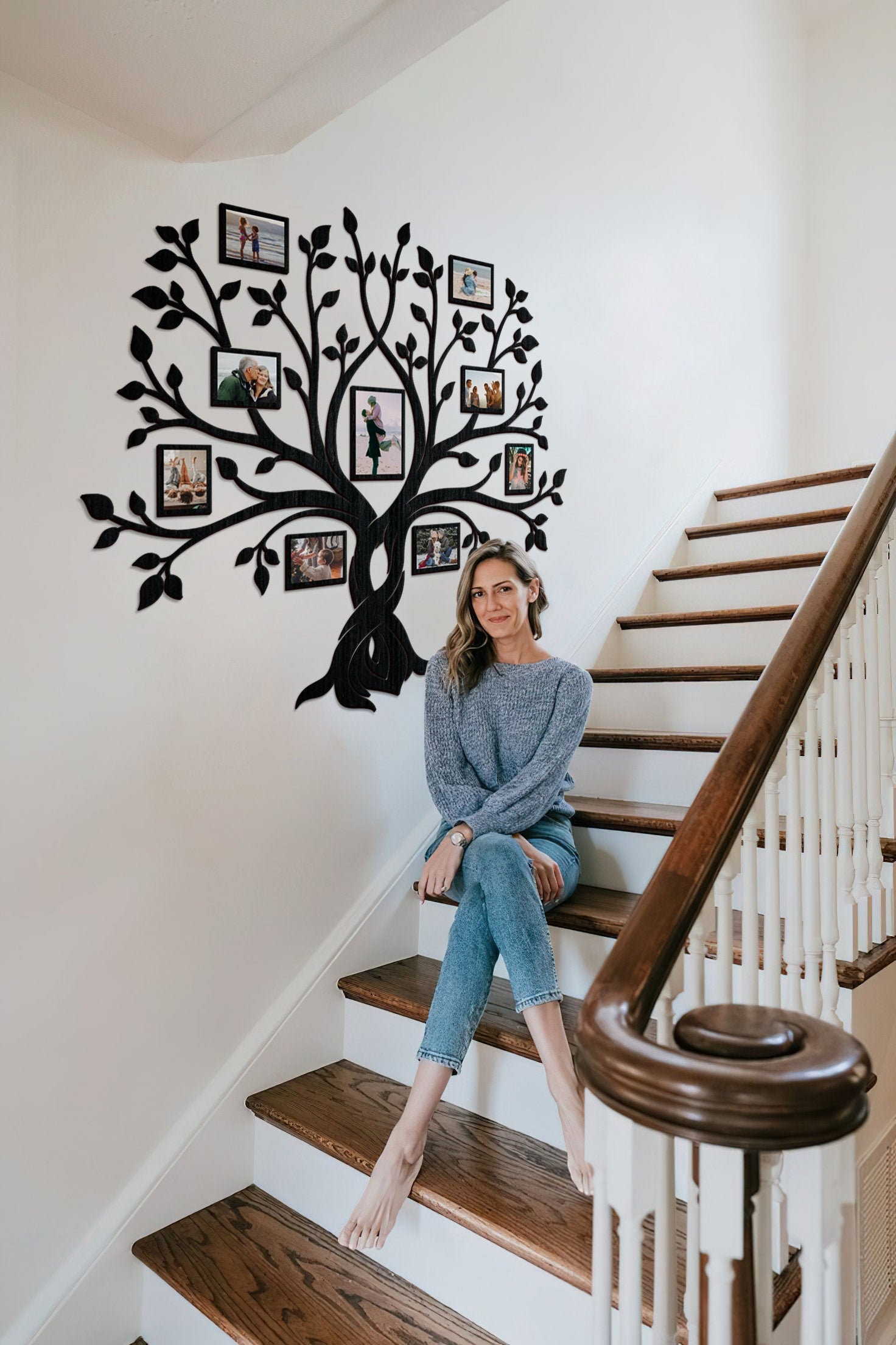 Large Family Wall Photo Collage Wooden Photos Frames Wood Etsy