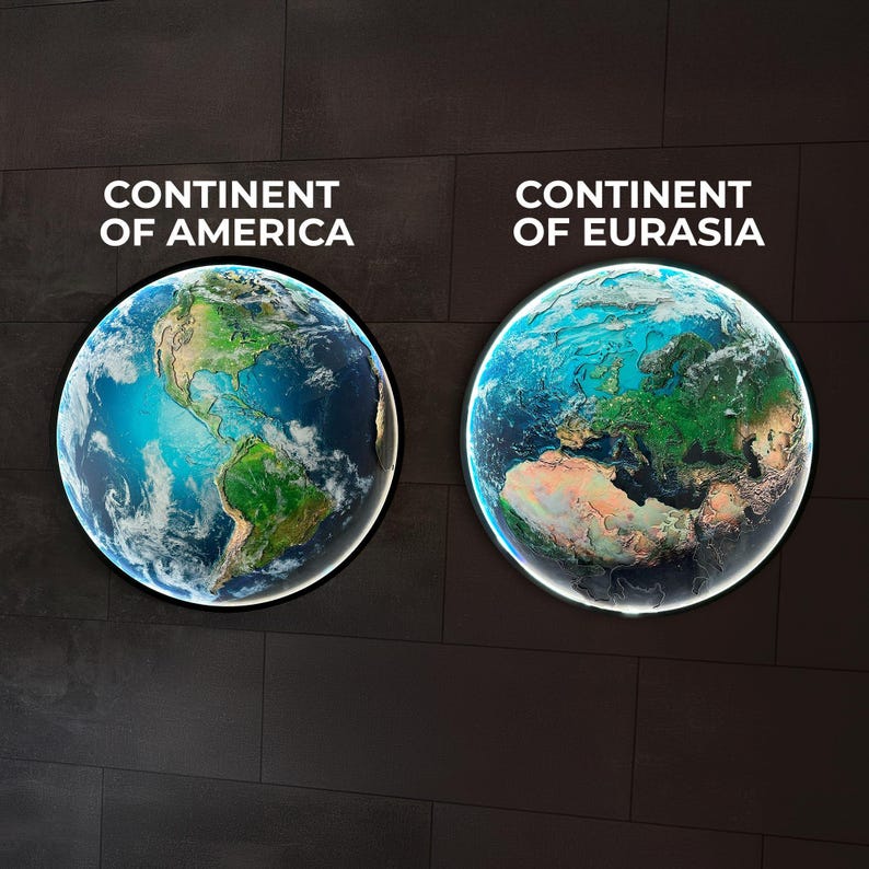 Earth Led Light, Unique Home Decor, 3D LED Globe Decor Wall Lamp With Led, Earth-Themed Lighted Wall Decor image 5