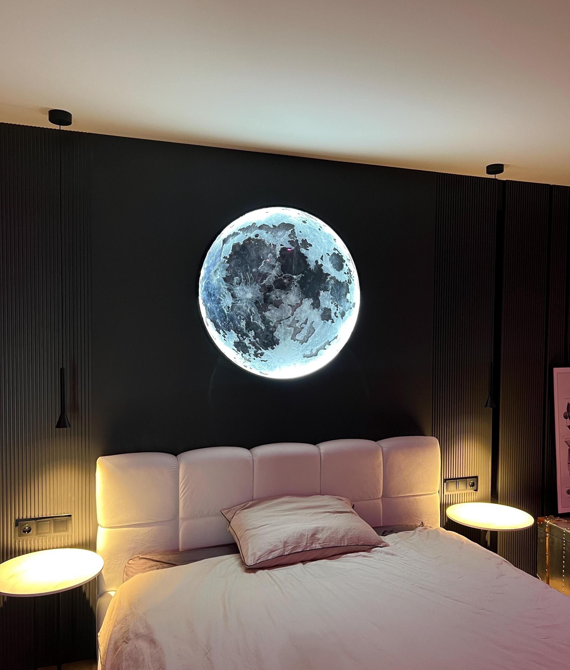 LED付き月、寮の部屋用壁飾り、LED付き月型LEDライト、ユニークな天体