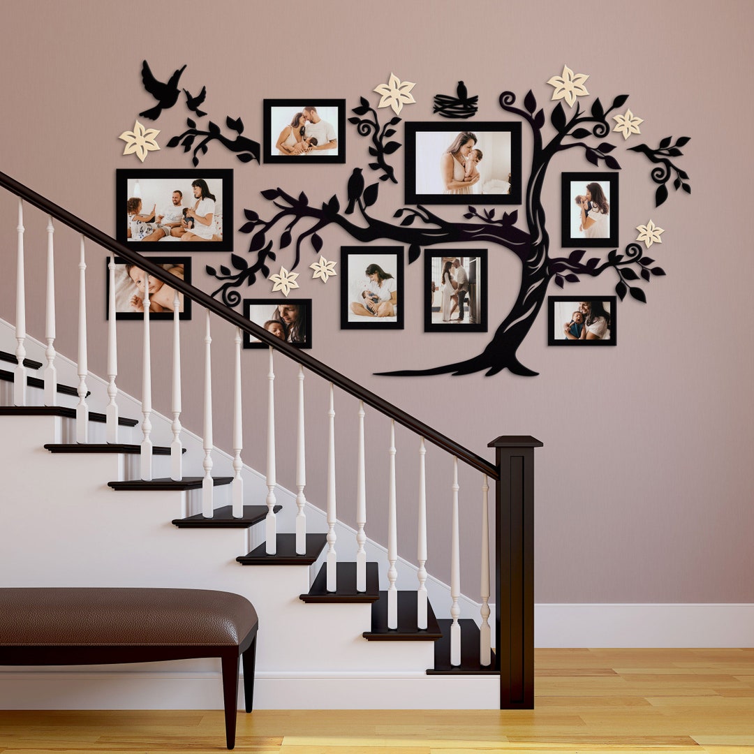 Family Tree With Photo Frames,large Family Wall Tree,wooden Family Tree ...