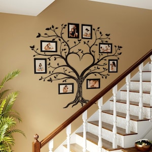 Photo Frames Wall Collage, Wooden Tree of Life, Family Birthstones Tree, Tree of Life Wall Sticker, Family Reunion Tree, Custom Family Tree Black