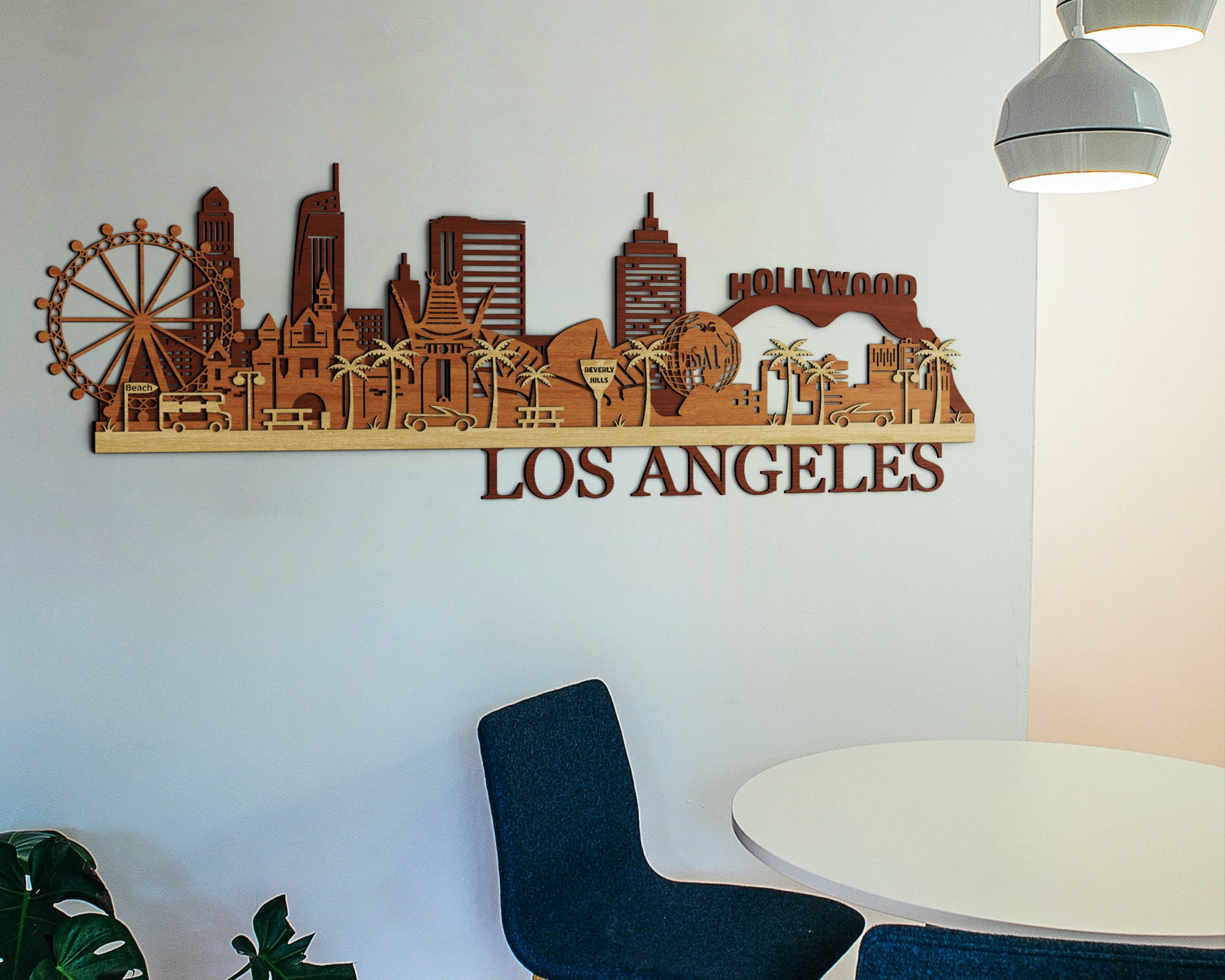 Los Angeles Decor Sign L.A. City Wall Art Minimalist Artwork - Etsy