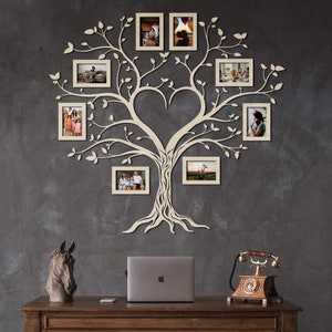 Photo Frames Wall Collage, Wooden Tree of Life, Family Birthstones Tree, Tree of Life Wall Sticker, Family Reunion Tree, Custom Family Tree Natural Wood