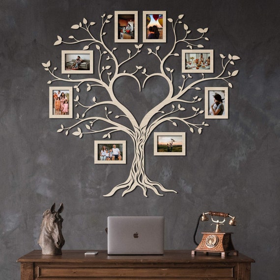 Marcos de fotos Collage de pared, Árbol de la vida de madera, Árbol de  piedras de