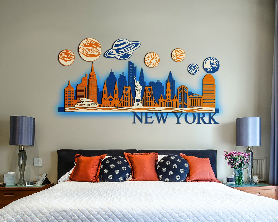 3D Led Rgb Wall Decor New York, Led Light Wall Sign, USA Capital City